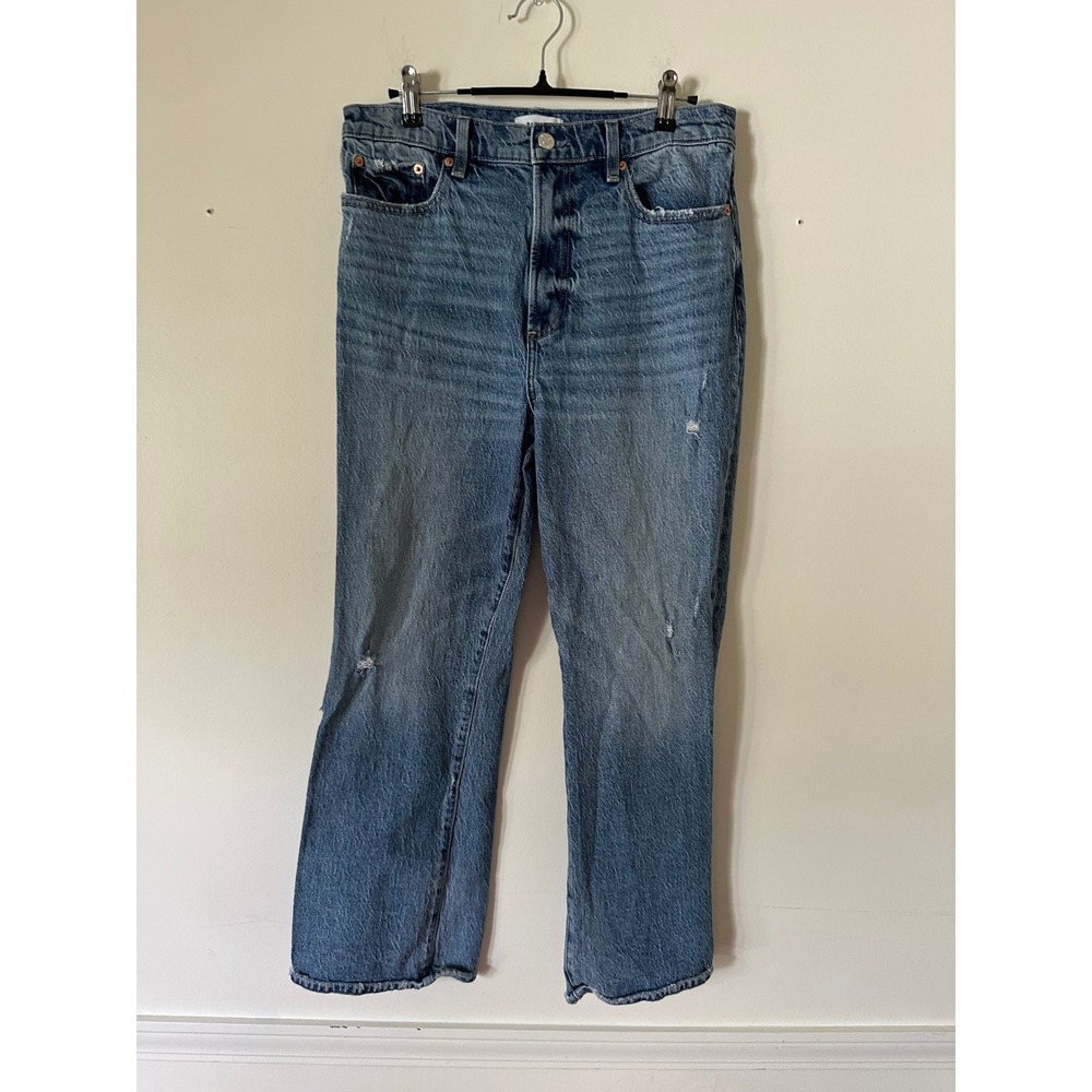 Pistola High Rise Straight Leg Blue Distressed Jeans Size 30